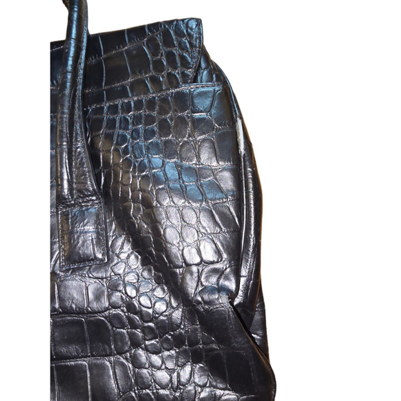 Vintage Kenneth Cole Reaction Black Faux Leather Crocodile Pattern Briefcase Bag - Picture 12 of 16